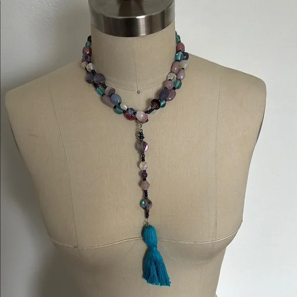 Beaded Necklace with Tassel - Picture 1 of 4